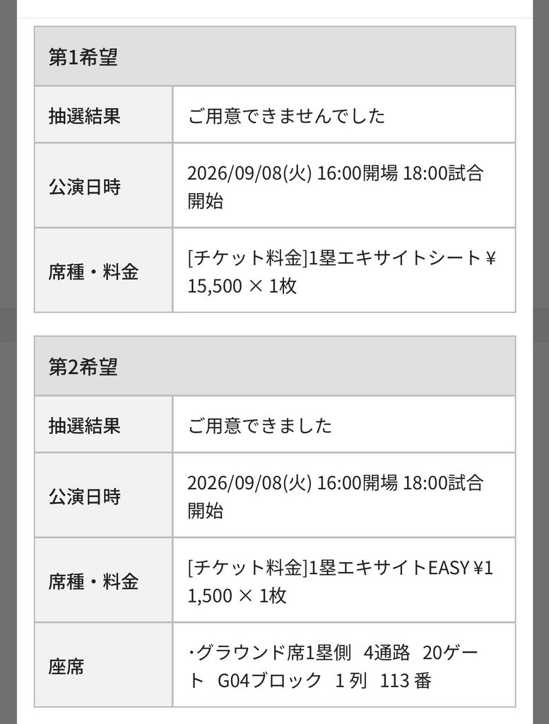 CLUB GIANTSの抽選